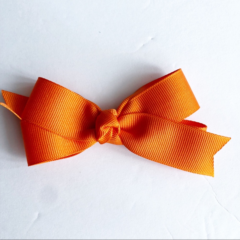 Girls Small Orange Bright Spring Hair Bow NEW